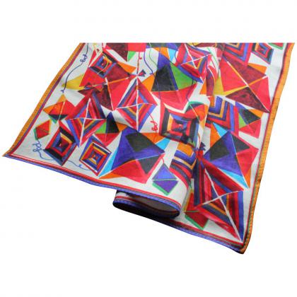 Full Colour Printed Long Silk Scarf