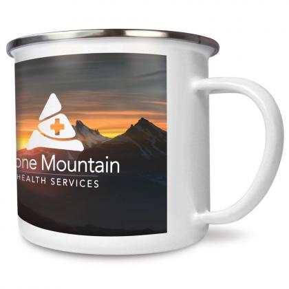 Premium Full Colour Steel Rim Enamel Mugs 10oz/285ml