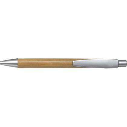 Ballpen with bamboo barrel (Silver)