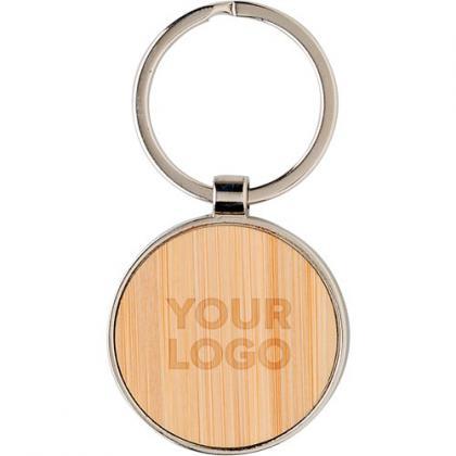 Bamboo and metal key chainÂ 