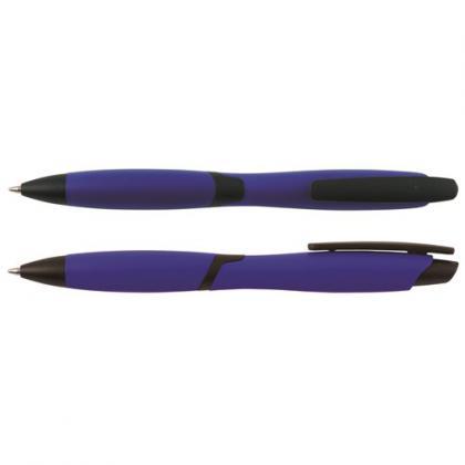 CURVY SOLID ballpen with solid coloured barrel and black clip  (Blue)