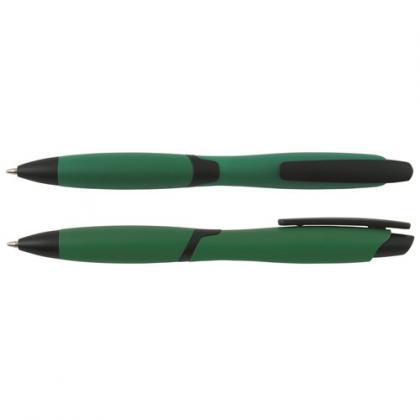 CURVY SOLID ballpen with solid coloured barrel and black clip  (Green)