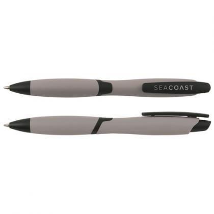 CURVY SOLID ballpen with solid coloured barrel and black clip  (Grey)