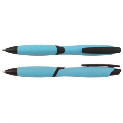 CURVY SOLID ballpen with solid coloured barrel and black clip  (Light blue)