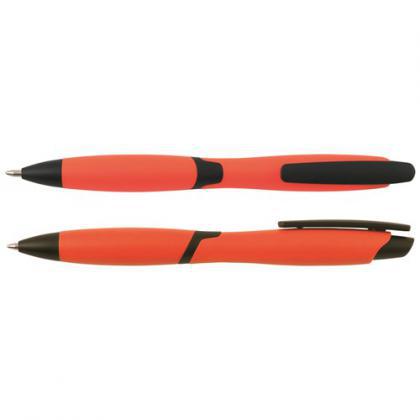 CURVY SOLID ballpen with solid coloured barrel and black clip  (Orange)