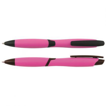 CURVY SOLID ballpen with solid coloured barrel and black clip  (Pink)