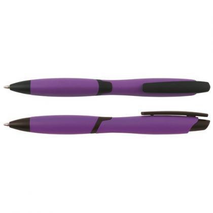 CURVY SOLID ballpen with solid coloured barrel and black clip  (Purple)