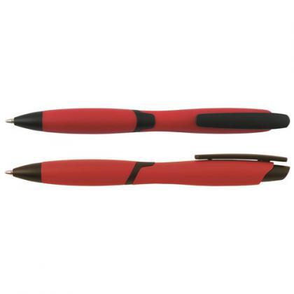 CURVY SOLID ballpen with solid coloured barrel and black clip  (Red)