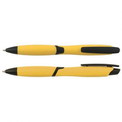 CURVY SOLID ballpen with solid coloured barrel and black clip  (Yellow)