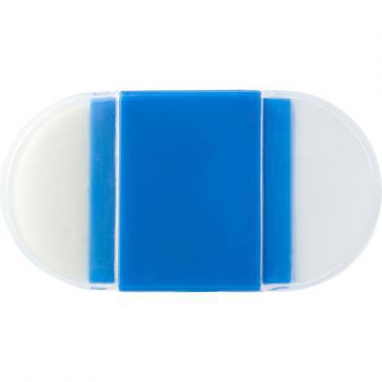 Eraser with pencil sharpener. (Cobalt blue)