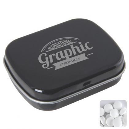 Flat tin with dextrose mints (Black)