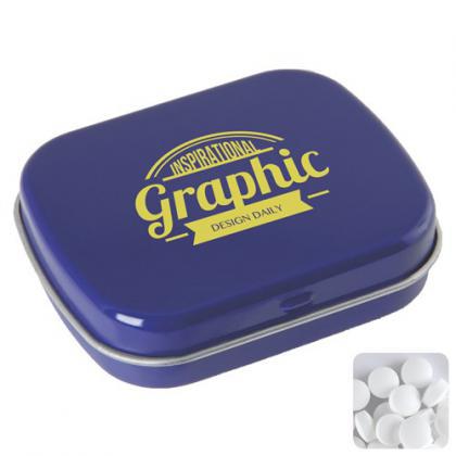 Flat tin with dextrose mints (Blue)