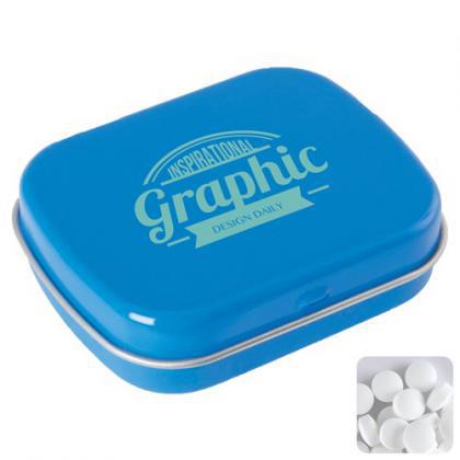 Flat tin with dextrose mints (Light blue)