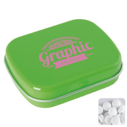 Flat tin with dextrose mints (Light green)