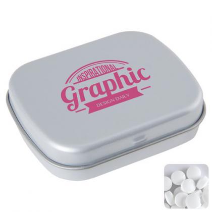 Flat tin with dextrose mints (Light grey)