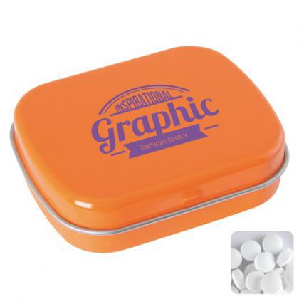 Flat tin with dextrose mints (Orange)