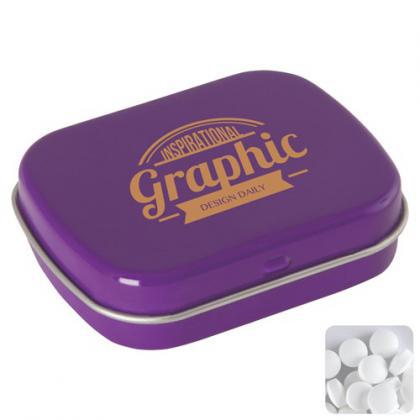 Flat tin with dextrose mints (Purple)