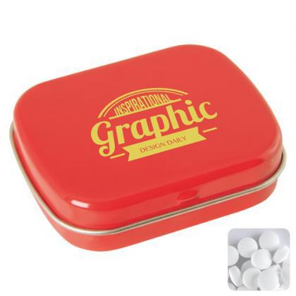 Flat tin with dextrose mints (Red)