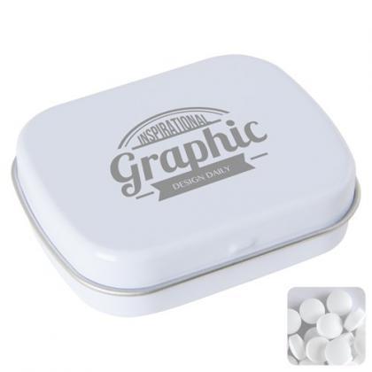 Flat tin with dextrose mints (White)