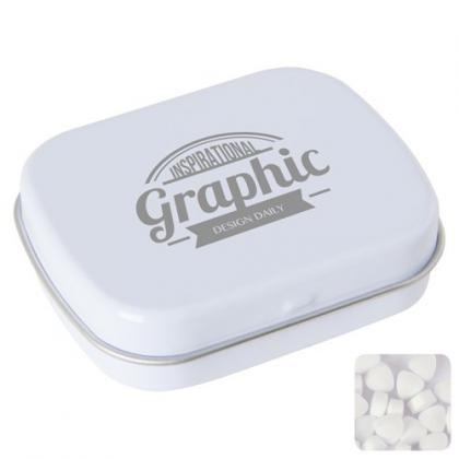 Flat tin with extra strong mints (White)