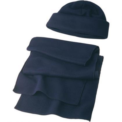 Fleece cap and scarf (Blue)