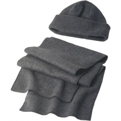 Fleece cap and scarf (Grey)