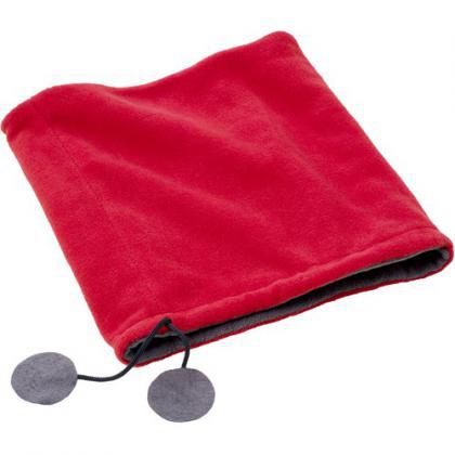 Fleece neck warmer and beanie. (Red)