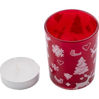 Glass candle holder (Red)