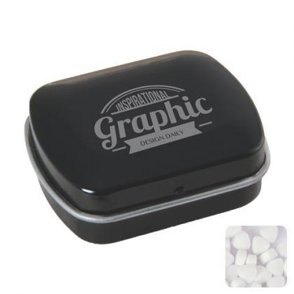 Mini hinged mint tin with extra strong mints (Black)