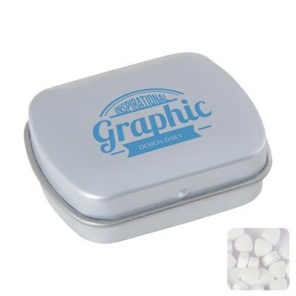 Mini hinged mint tin with extra strong mints (Light grey)