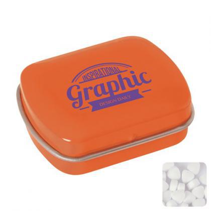 Mini hinged mint tin with extra strong mints (Orange)