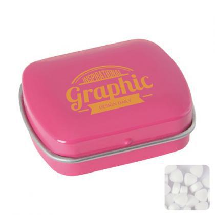 Mini hinged mint tin with extra strong mints (Pink)