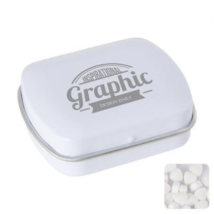 Mini hinged mint tin with extra strong mints (White)