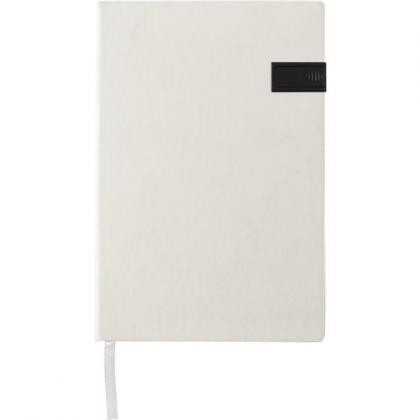 Notebook (approx. A5) with USB drive (White)