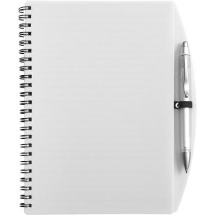 Notebook with ballpen (approx. A5) (White)