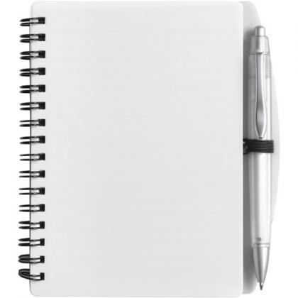 Notebook with ballpen (approx. A6) (White)