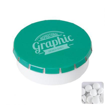 Round pot with sugar free mints (Dark green)