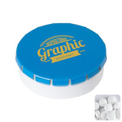 Round pot with sugar free mints (Light blue)