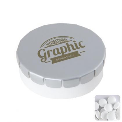 Round pot with sugar free mints (Light grey)