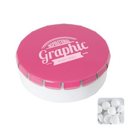 Round pot with sugar free mints (Pink)