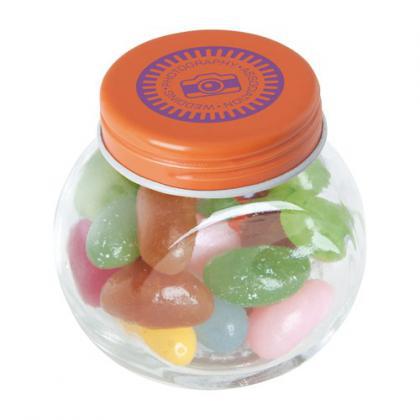 Small glass jar with jelly beans (Orange)