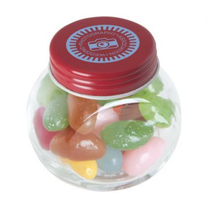 Small glass jar with jelly beans (Red)