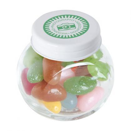 Small glass jar with jelly beans (White)