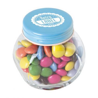 Small glass jar with milk choco's (Light blue)