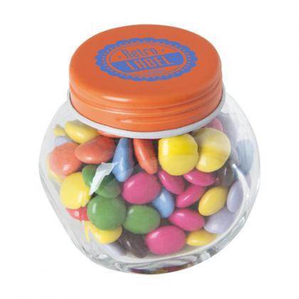 Small glass jar with milk choco's (Orange)