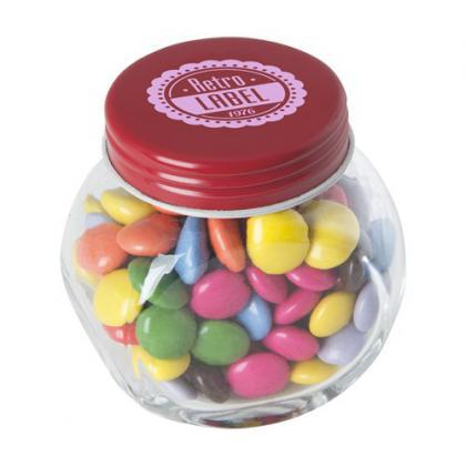 Small glass jar with milk choco's (Red)