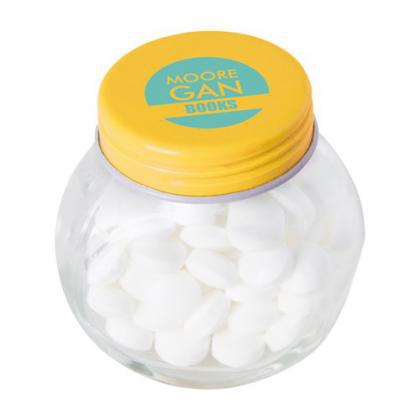 Small glass jar with mints