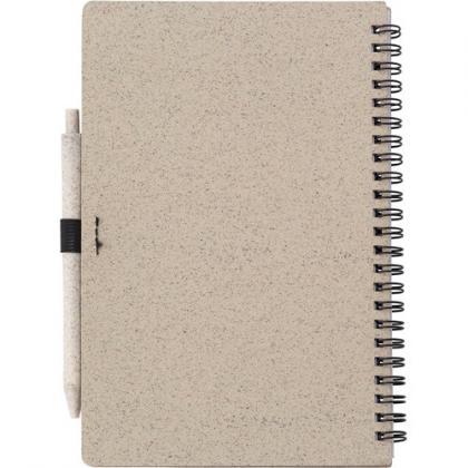 Wheat straw notebook with pen (approx. A5) (Brown)