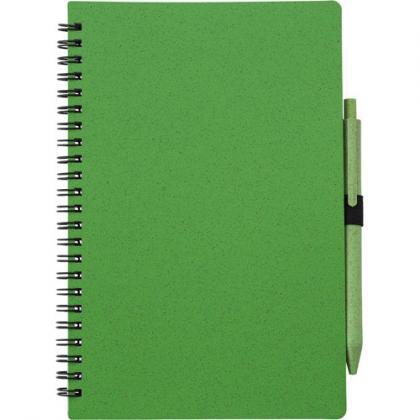 Wheat straw notebook with pen (approx. A5) (Green)