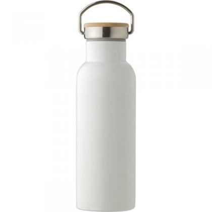 Stainless steel double-walled drinking bottle (500 ml) (White)